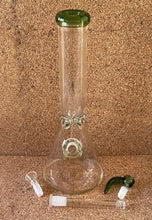 Thick Clear Glass Best 14" Beaker Bong Single Horne Bowl with 6 hole screen.