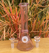 Best Thick Transparent Pink Glass 8" Beaker Bong 2 - 14mm Slide Herb Bowls