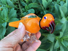 Collectible Handmade 5" Parrot Best Thick Glass Hand Pipe Bowl - Orange