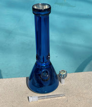 Cool Blue 13" Thick Glass Bong Ice catchers 14mm Slide Bowl