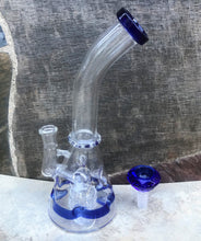 Unique 9.5" Thick Glass Beaker Rig Ice Catcher's Shower Perc Diamond Blue Bowl - See all pictures!