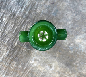 14MM Male Thick Green Glass Bowl w/6 hole build in screen