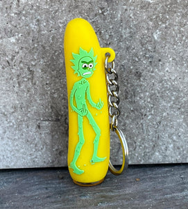 Best! 3" Silicone Chillum One Hitter with Rick & Morty Design Key Chain