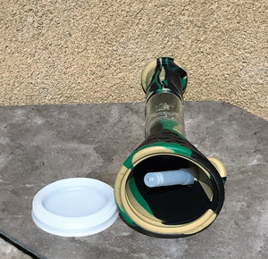 11" Detachable Silicone & Glass Water Pipe/Bong w/Shower & Dome Perc 14mm Slide Bowl