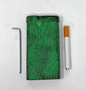4" Solid Wood Swivel Top Dugout Stash Box Cigarette Cleaning Tool - Forest Green