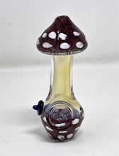 Collectible 4.5" Fumed Glass Handmade Mushroom Hand Pipe - Burgundy Frappe