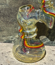Beautiful Fumed Thick Glass 8.5" Bubbler with Rasta Colors Design