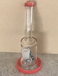 Thick Glass 6" Water Rig Colored Shower Perc. 14mm Male Glass Bowl - Coral