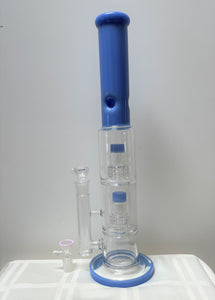 18" Straight Thick Heavy Glass Rig Double Shower & Double Dome Perc's - Double Trouble
