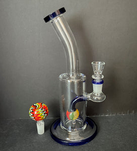 Best 9.5" Tick Glass Rig with Colored Ball inside 2 - 14mm bowls