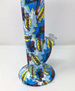 Spiderman Design 14" Straight Silicone Bong 2-14mm Bowls 4" Silicone Hand Pipe