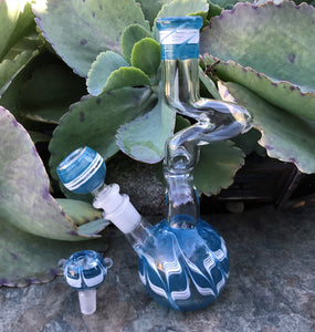 Double Zong 9" Globe Base Bong Thick glass Downstem 2- Bowls