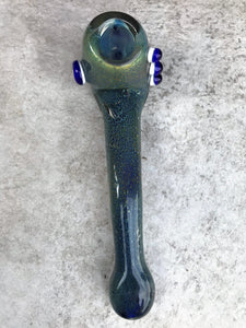 6" Blue Sherlock Handmade Glass Tobacco Hand Spoon Pipe - 3 notches