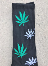 Mad Toro Socks Black with Green & White Leaves - 2 Pair