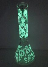 13" Collectible Heavy Beaker Bong and Glows in the Dark/Skulls includes 2 - 14mm Slide Bowls - BOO!