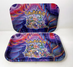 Collectible "Smokemon Backwoods" Design - Large Metal Rolling Tray w/Cover