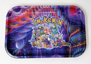 Collectible "Smokemon Backwoods" Design - Large Metal Rolling Tray w/Cover