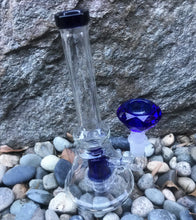 8" Thick Glass Beaker with Shower Perc & 14mm Blue Diamond Bowl