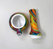 9" Thick Silicone Detachable Beaker Bong Multi Color Swirl with Diamond Bowl