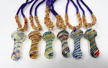 Hemp Lanyard/Necklace with Fumed Glass 3" Hand Spoon Pipe