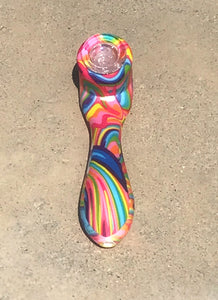 Multi Color Silicone 5.5" Sherlock Hand Pipe with Glass Bowl