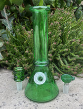 Best Thick Transparent Green Glass 8" Beaker Bong 2 - 14mm Slide Herb Bowls