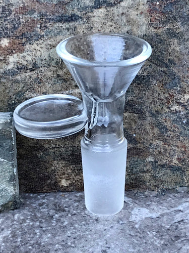 Best 14mm Male Glass Herb Bowl with Clear Disc Handle