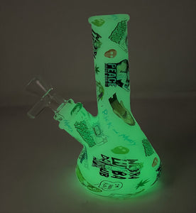 Best Thick Silicone Mini 5" Bong Rick & Morty Design Glow in the Dark
