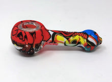 4" Thick Silicone Unbreakable Hand Pipe w/Glass Screened Bowl - Teeth & Misc Design