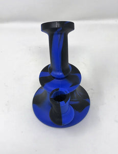 5" Mini Detachable Silicone Rig w/Electric Blue & Black Graphic Design, Quartz Banger & Bowl