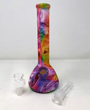 Beautiful Multi Color Swirl Design Thick Silicone Detachable Unbreakable 8.5 Bong