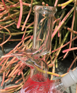 8" Beaker Zong Bong in Decorative Red Design w/Matching 14mm Male Bowl