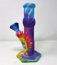 Tie Dye Thick Silicone Detachable Unbreakable 9" Bong 14mm Blue Bowl