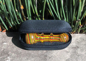 4" Yellow, Red & Green Rasta Spoon/Hand Pipe w/Padded Zip Pouch in Jet Black