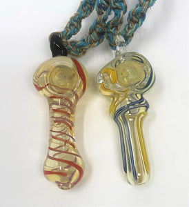 Hemp Necklace with Fumed Glass 3" Hand Spoon Pipe Bowl (1 Pack)