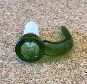 Thick Green Glass One Horn 14mm Male Bowl with 7 Holes Screen Built in