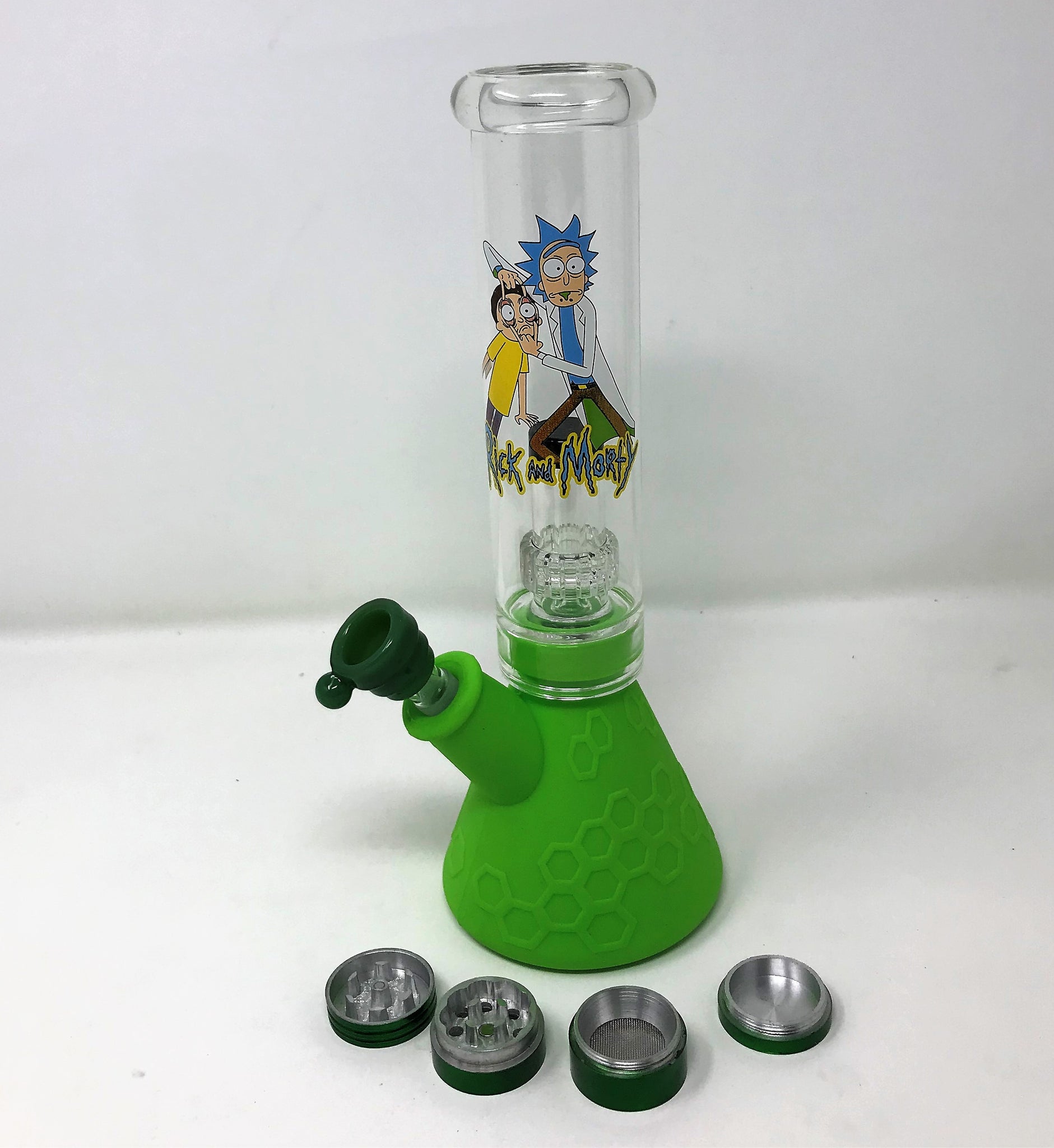 Collectible 10 Green Silicone & Glass Beaker Bong Shower Perc in Rick