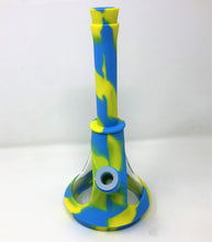 Detachable Silicone and Glass Beaker Bong - Yellow & Light Blue 14mm Bowl
