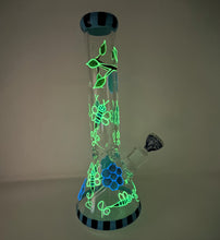 Thick Glass 13.5" Best Beaker Bong W/Bee & Honeycomb Glow in the Dark Design