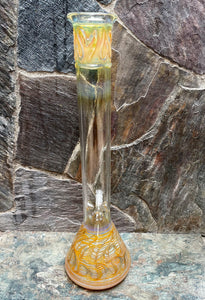 18" Elegant Design in Fumed Glass w/Beaker Bong Style & Ice Catchers - Caramel n' Creme