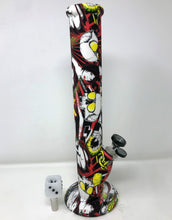 14" Thick Silicone Straight Bong with Playing Cards, Dice & Skull Design & Dice Shaped Bowl