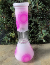 8" Glass Beaker Dome w/Percolator Water Bong & Ice Catchers, Slide in Stem Bowl - Pink Snow Balls II