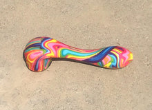 Multi Color Silicone 5.5" Sherlock Hand Pipe with Glass Bowl