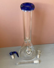 Thick Clear Glass Best 14" Beaker Bong Single Horne Bowl with 6 hole screen.