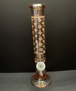Beautiful Shimmering Champagne Thick Glass Straight Bong Thick Clear Large Bowl