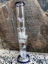 15.5" Best Heavy Thick Glass Rig w/6 Shower Perc's & Ice Catcher + 3-18mm Bowls - Bluey on Clear