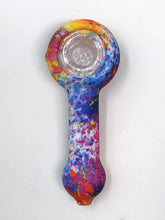 4" Thick Silicone Hand Pipe w/Glass Bowl - Splattered Paint