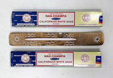 Nag Champa Original Californian White Sage Incense Sticks 16g (2 boxes) + Free Holder