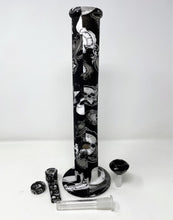 Best Thick Black Silicone Unbreakable 14" Straight Bong Skull Design