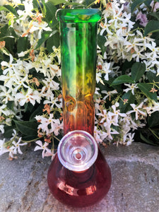 BEST! 8" Rasta Colored Glass Hookah Pipe Bong with Peculator & Ice catcher - Volo Smoke and Vape